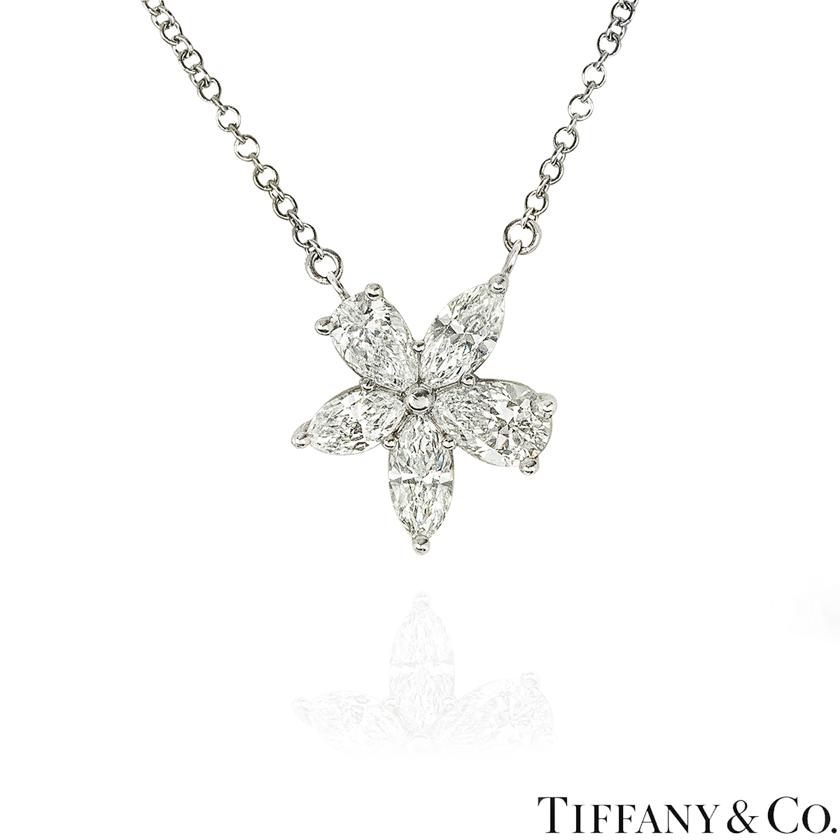 Tiffany & Co. Platinum Victoria Mixed Cluster Diamond Pendant 0.88ct 34939926